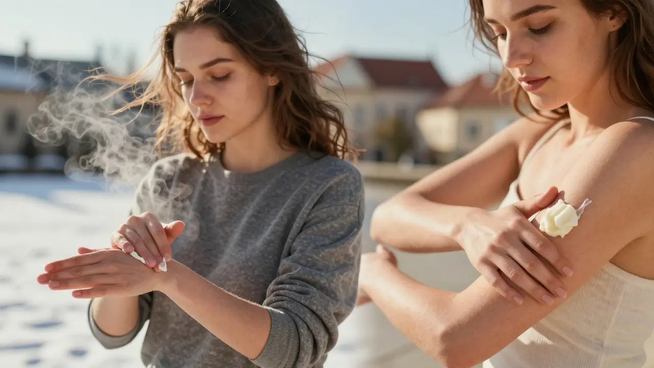 Shea máslo chrání kůži v zimě i létě ve dvojité scéně.