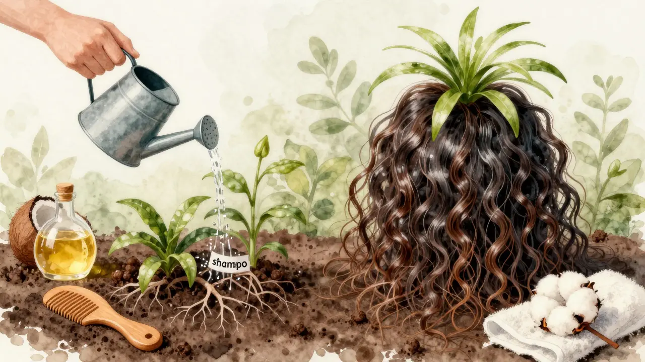 Kůže hlavy jako zahrada – vlasové folikuly jako rostliny s různou frekvencí zalévání.