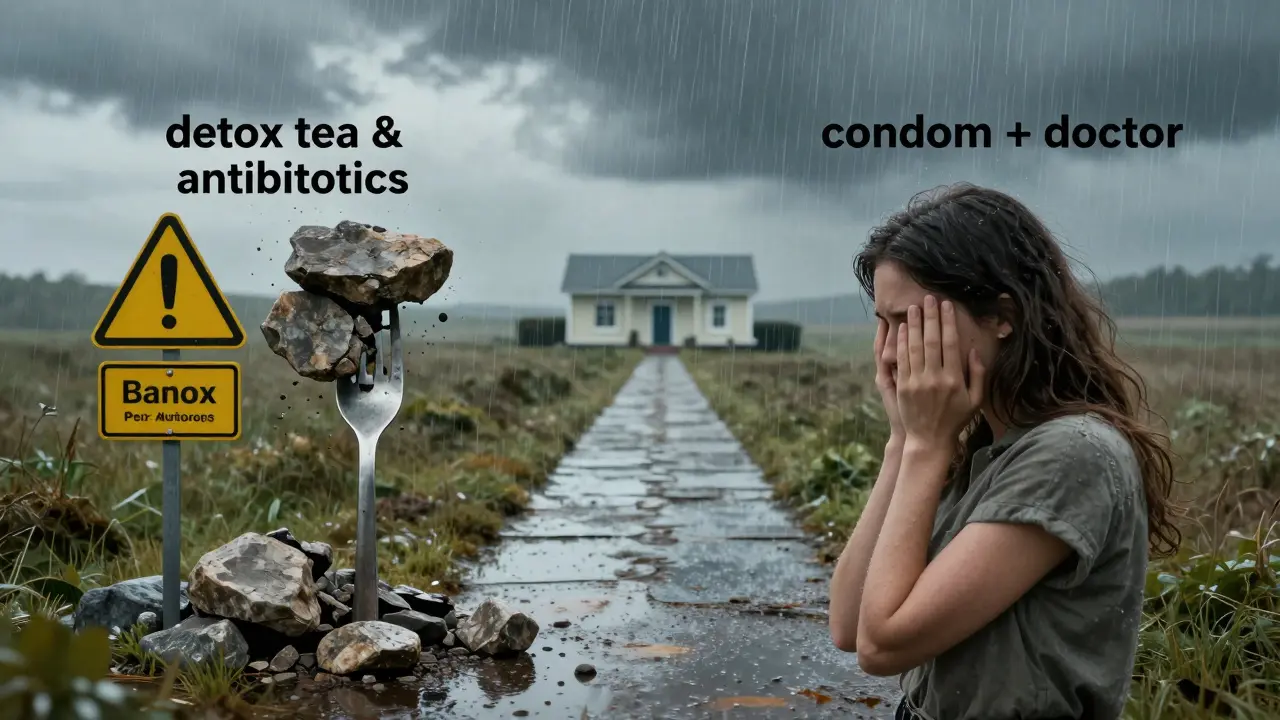 Žena před křižovatkou: jedna cesta vede k detoxu, druhá k bezpečné ochraně.