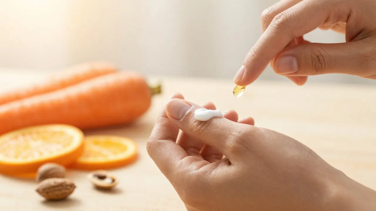 Hydratace nehtů olejem a vitamíny pro podporu hojení