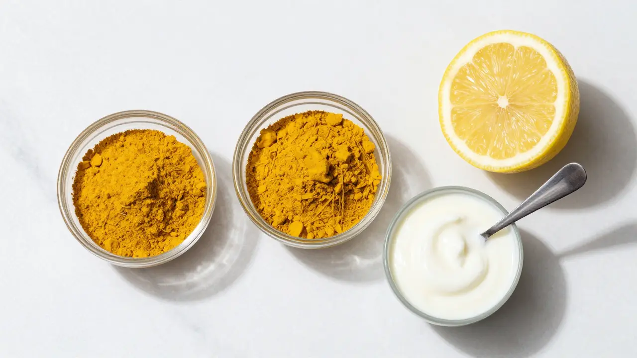 Kurkuma, citron a jogurt pro domácí bělení chloupků