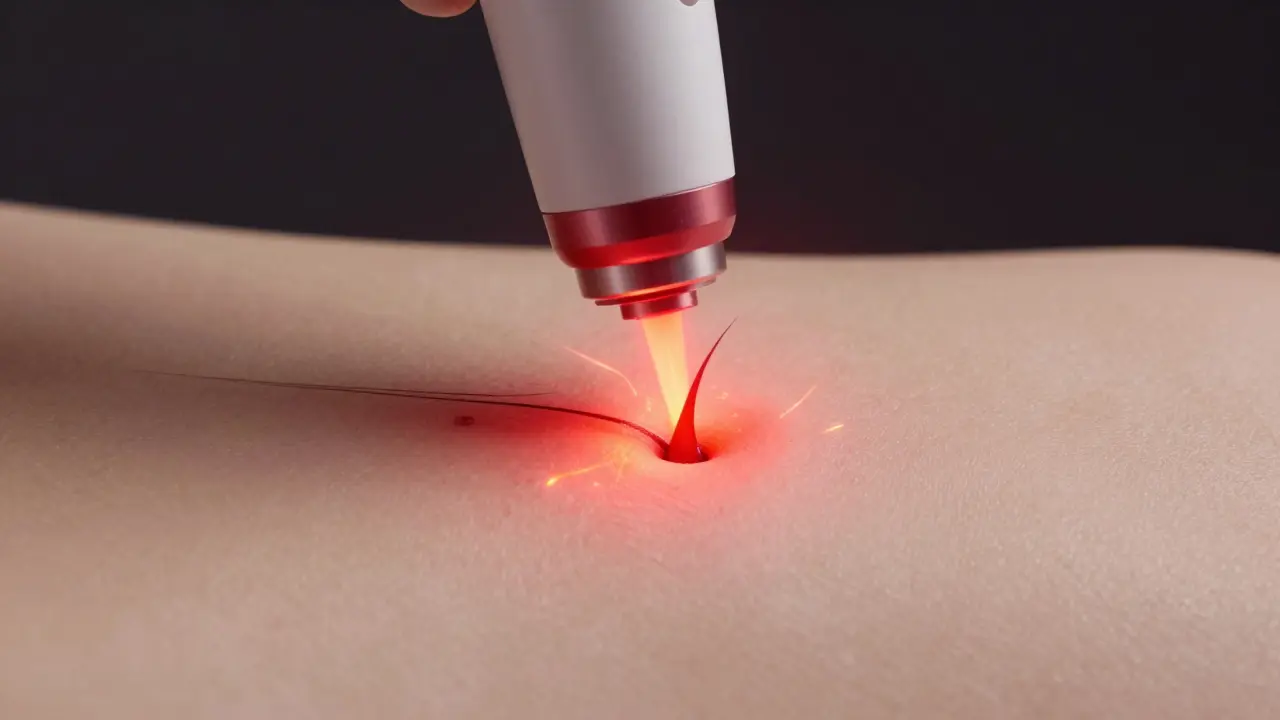 Laserový paprsek cílí na pigment ve vlasovém folikulu