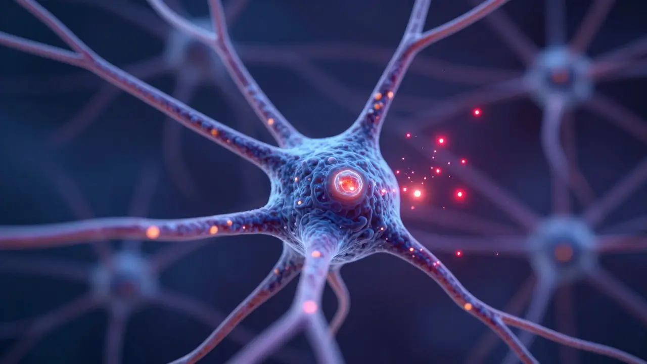 Umělecká vizualizace obnovy neuronů v mozku během abstinenčního období