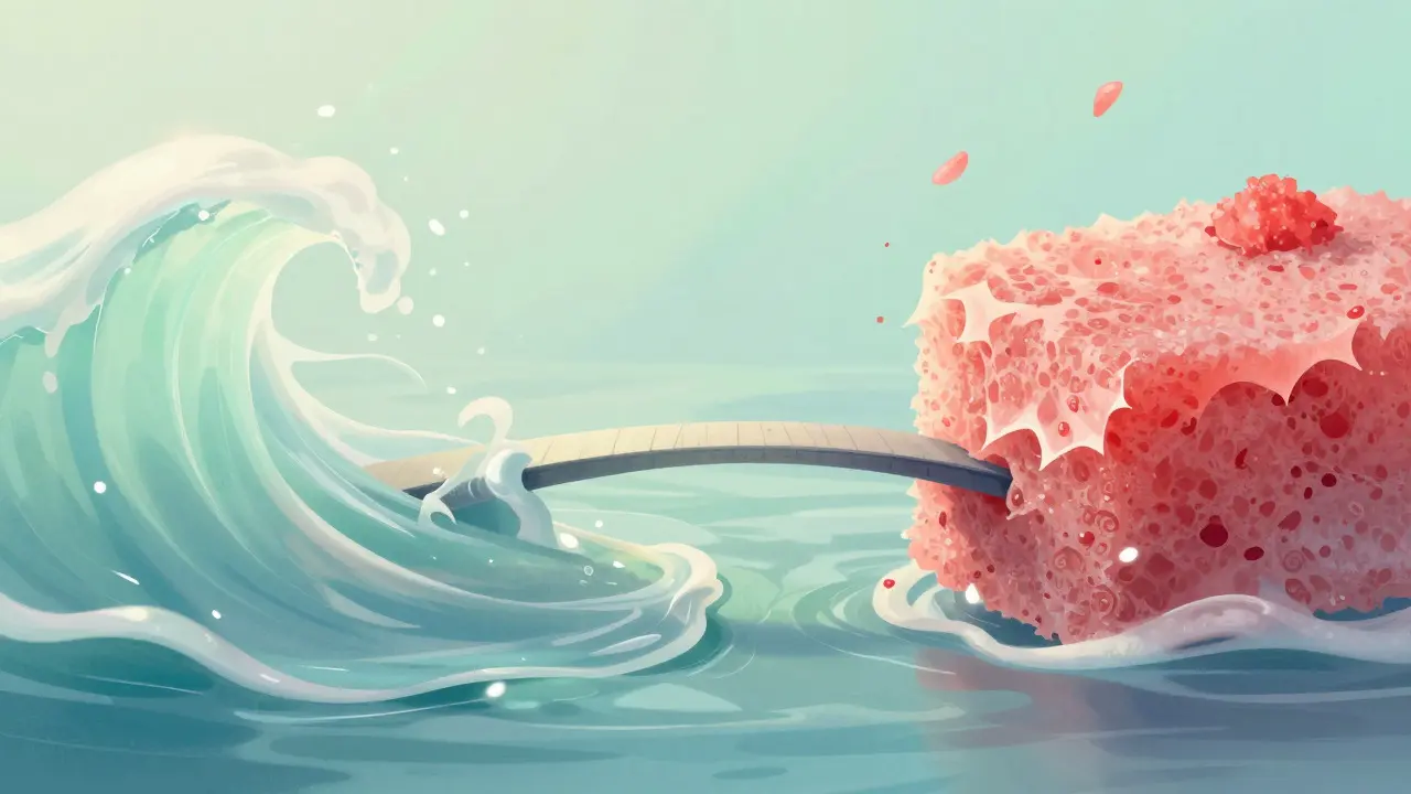 Konceptuální ilustrace jemné péče o pleť versus drsný peeling