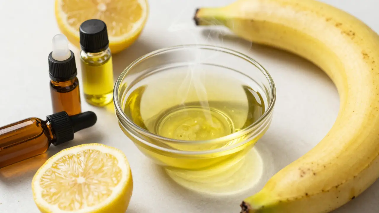 Přírodní ingredience pro péči o nehty: olej, citron a banán