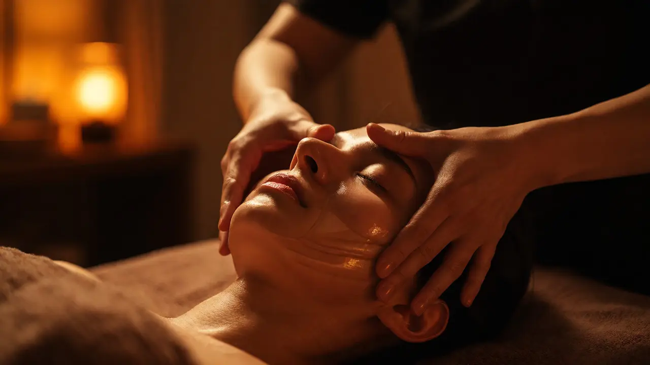 Hluboká masáž obličeje technikou Kobido ve spa prostředí