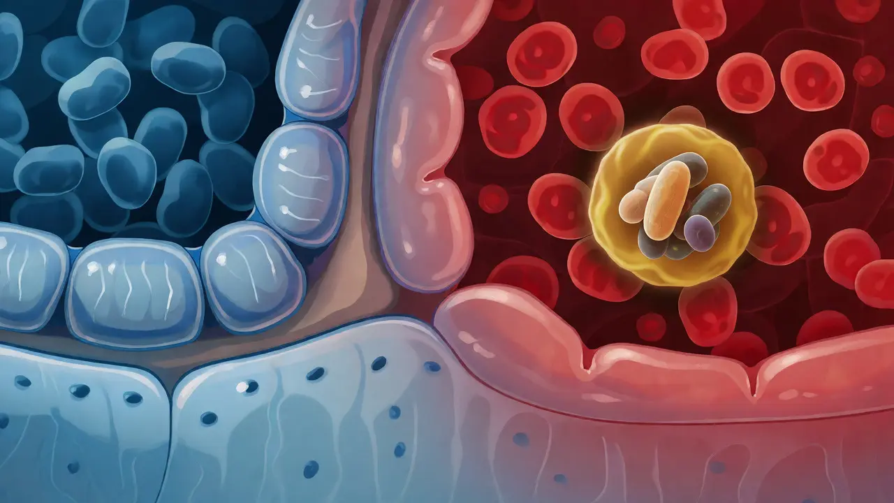Ilustrace účinku kvasinek Saccharomyces boulardii neutralizujících toxiny ve střevech