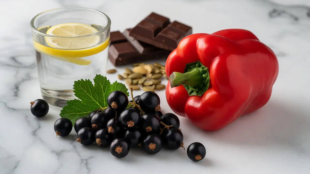 Paprika, černý rybíz a citron jako zdroje vitamínu C